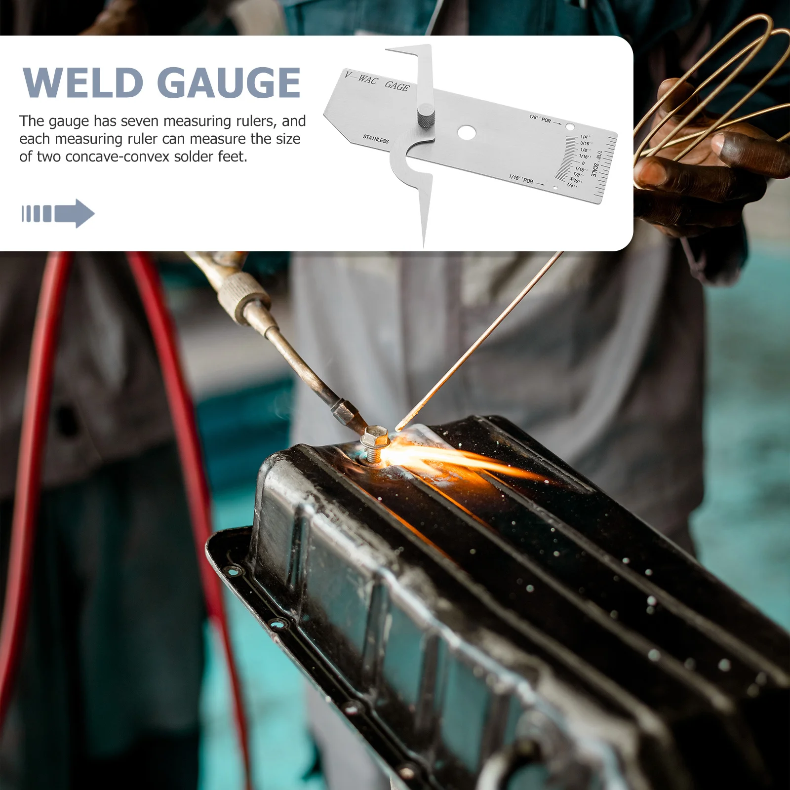 مقياس لحام فيليه من الفولاذ المقاوم للصدأ مقياس فحص اللحام مسطرة متينة لجسور غلايات بناء السفن الاحترافية #1