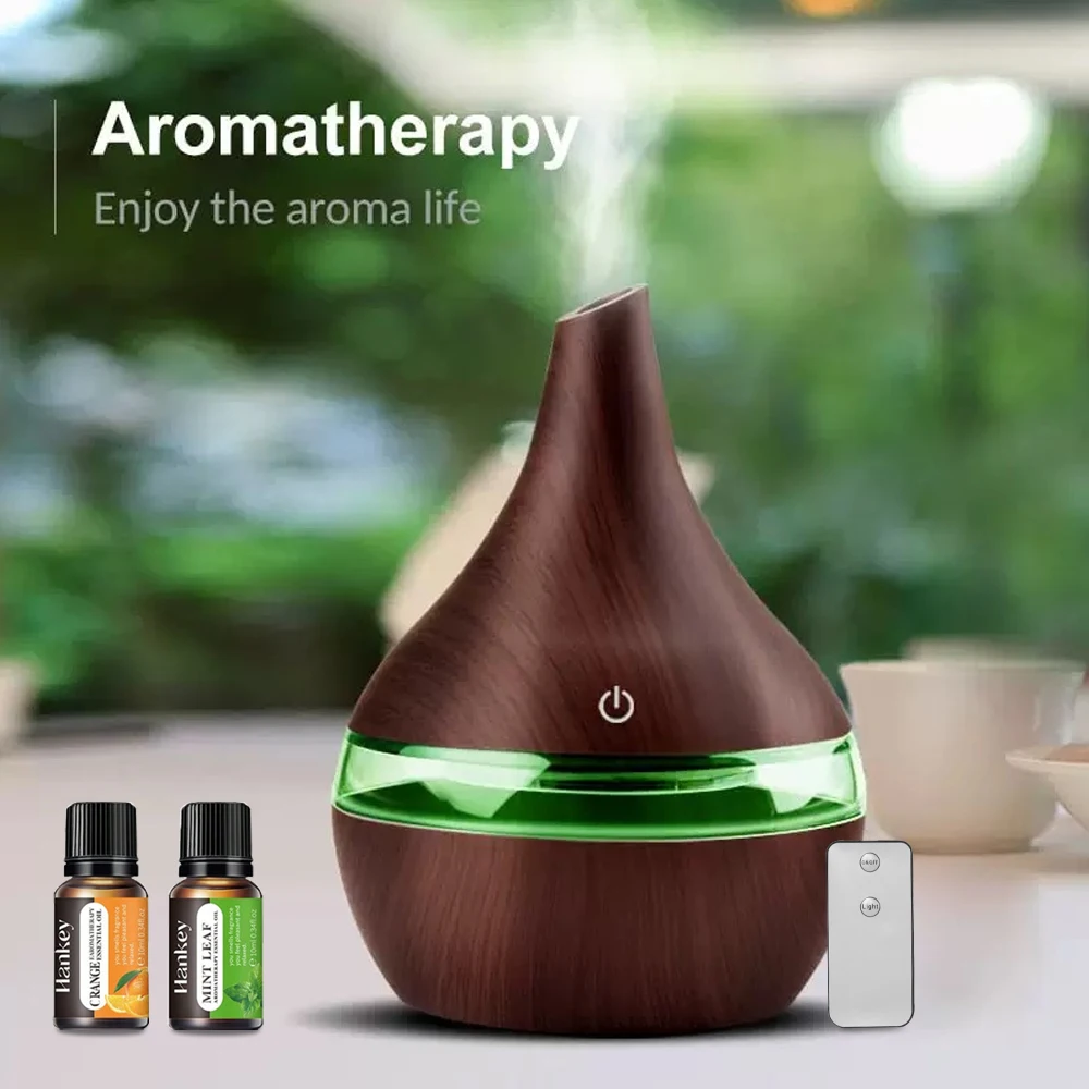 

USB Ultra Quiet Humidifier for Sleep Ambiance Multi-color Night Light Diffuser with Remote Control & 2 Bottles 10ml Premium Oils