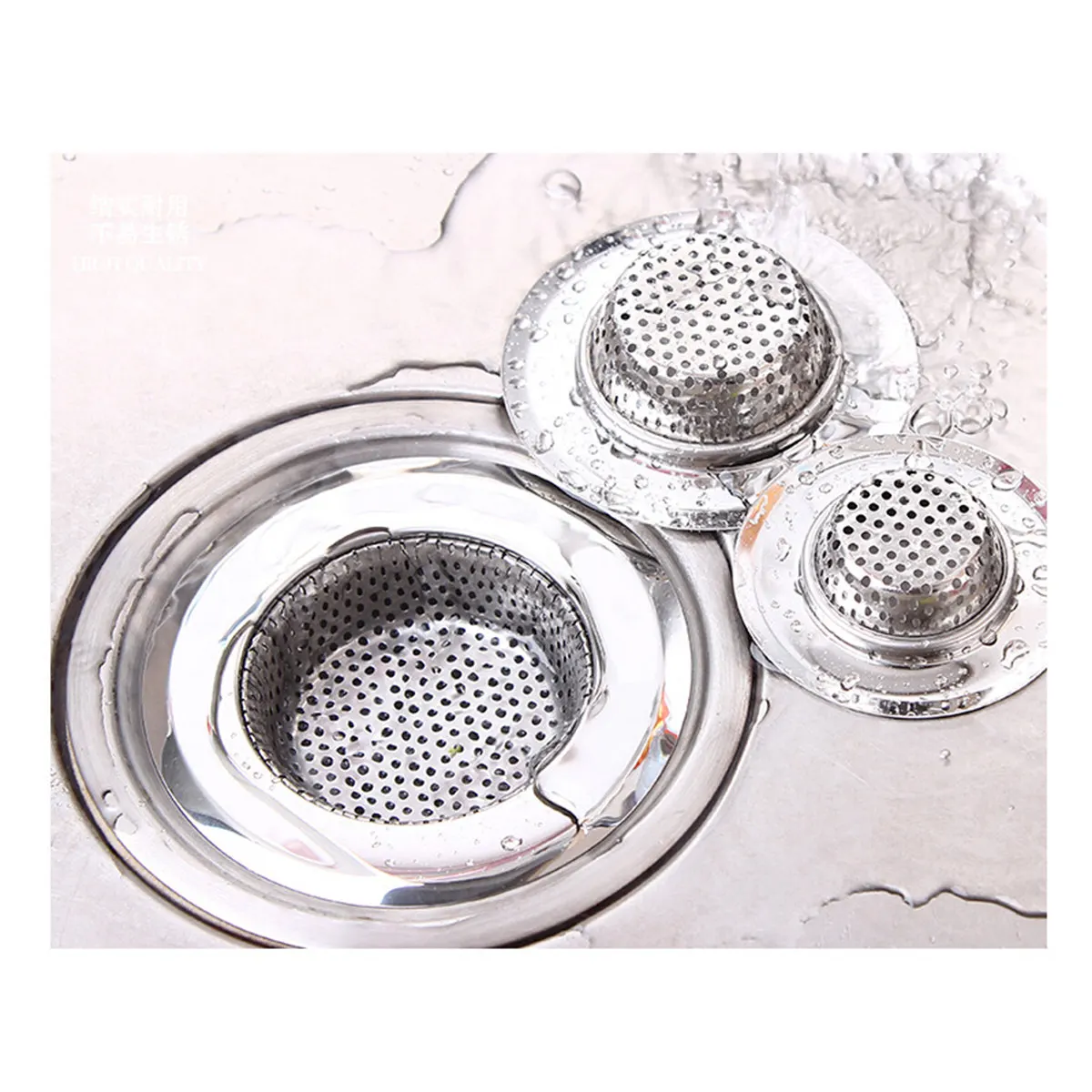 2Pcs Food Grade Stainless Steel Sink Strainer Drain Trap Filter Basket 11.3cm Outer 7Cm Inner 2.6cm Height Fits Standard