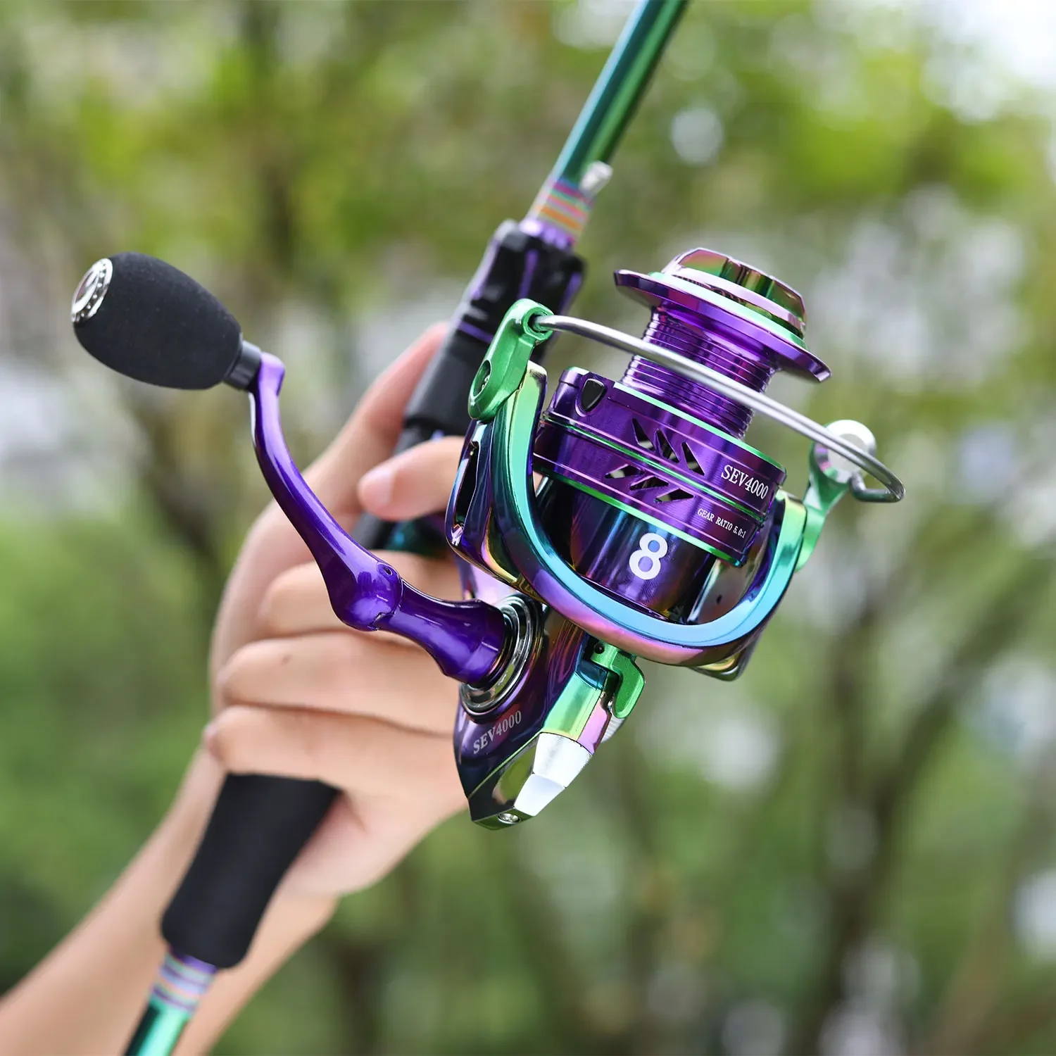 Sougayilang Spinning Angelrolle 5,2:1 Hochgeschwindigkeitsverhältnis EVA Grip Max Drag 12 kg Griff Karpfenbarsch für Süßwasser-Angelrolle – Detail 13