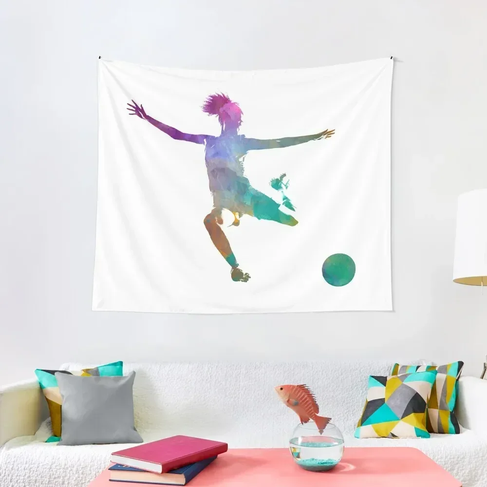 

Woman soccer player 03 in watercolor Tapestry Decor Home Mushroom Tapestry