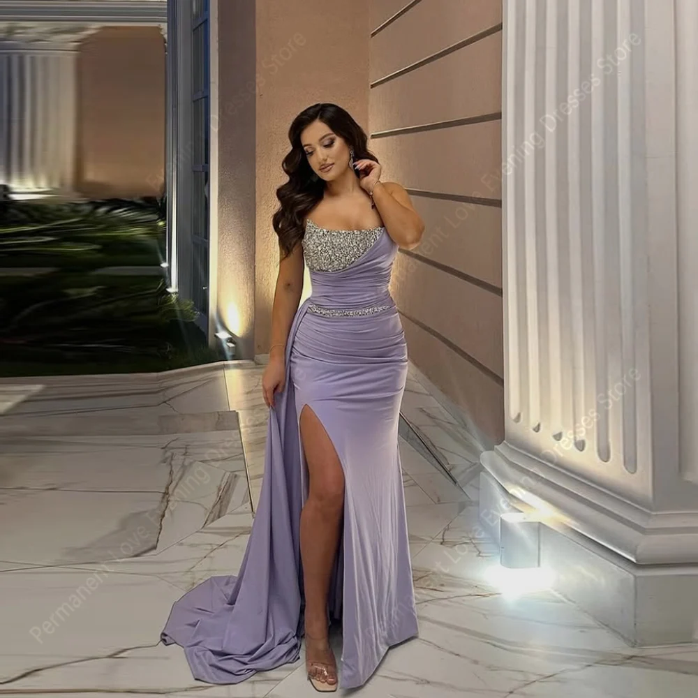 

Винтажные атласные женские вечерние платья русалки, элегантные платья без рукавов с высоким разрезом для выпускного вечера, коктейльное вечернее платье, Vestido Para Mujer по индивидуальному заказу