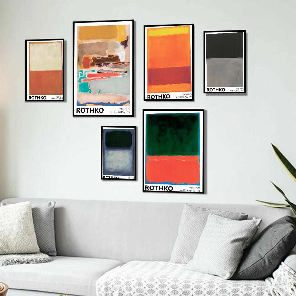 Mark Rothko Exhibition DIY Sticky Poster Whitepaper Prints Posters Artwork Vintage Decorative Painting