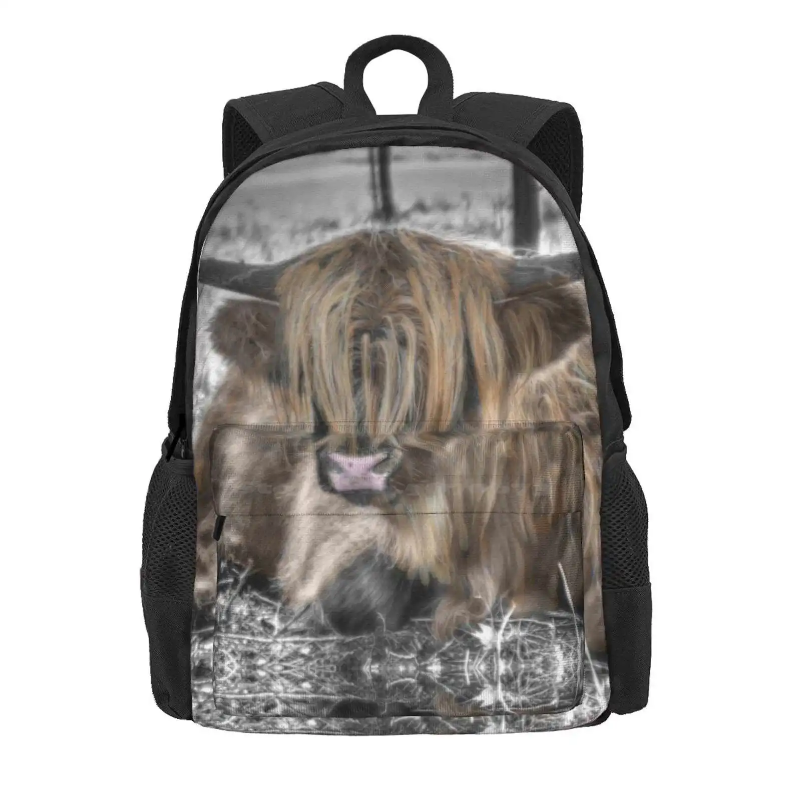 The Highlander Of Benton Heights Hot Sale Schoolbag Backpack Fashion Bags Highlander Scottish Steer Cattle