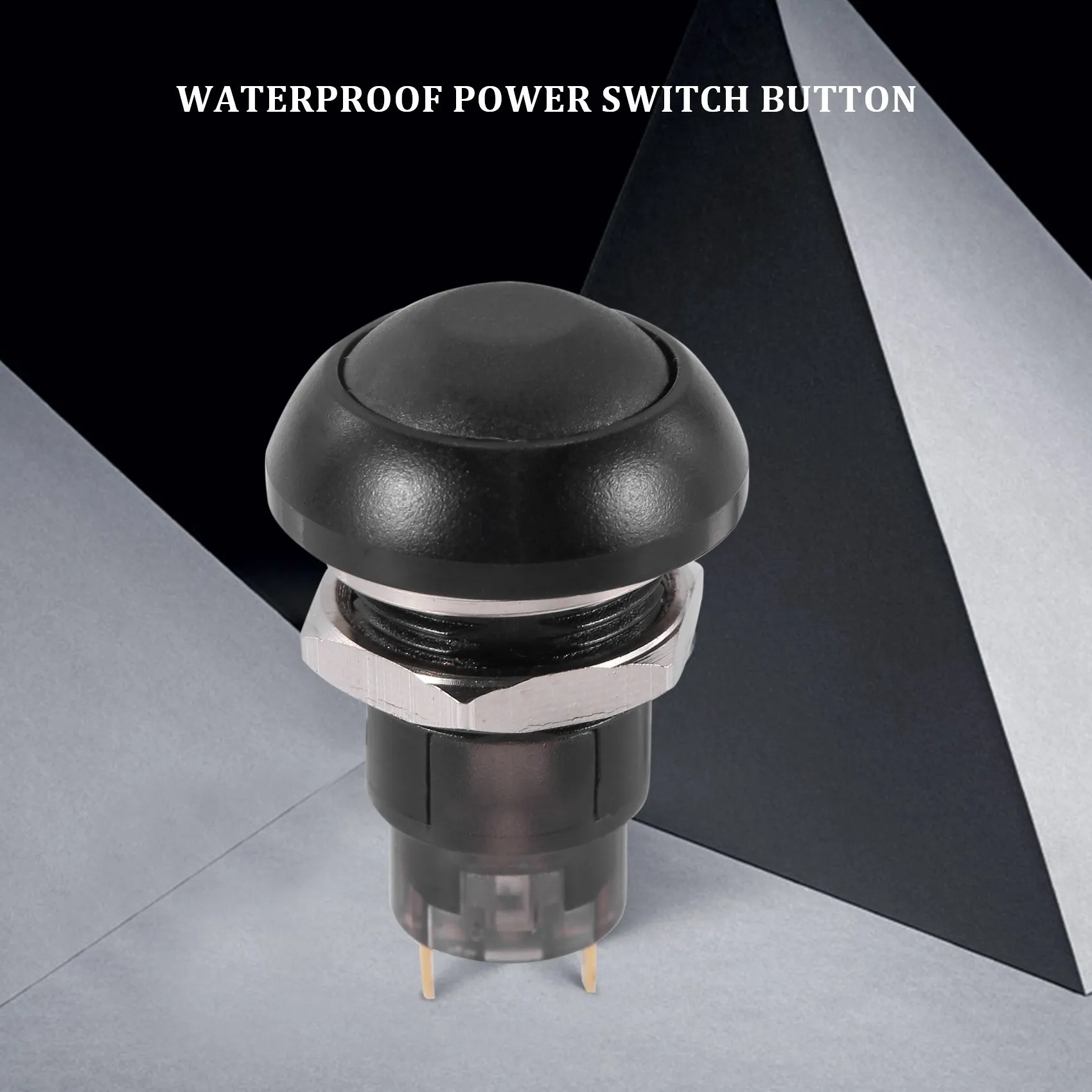 On-Off Latching Waterproof 12mm Push Button Switch SPST 2A IP67, Black