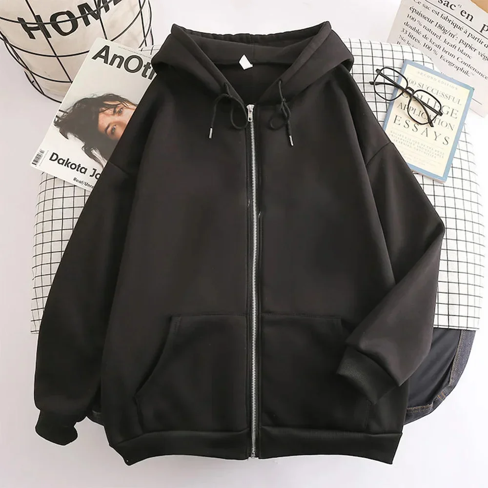 

Мужская толстовка с капюшоном High Street, однотонная свободная куртка на молнии с длинным рукавом, пальто, повседневная толстовка с капюшоном Y2K, модная уличная одежда