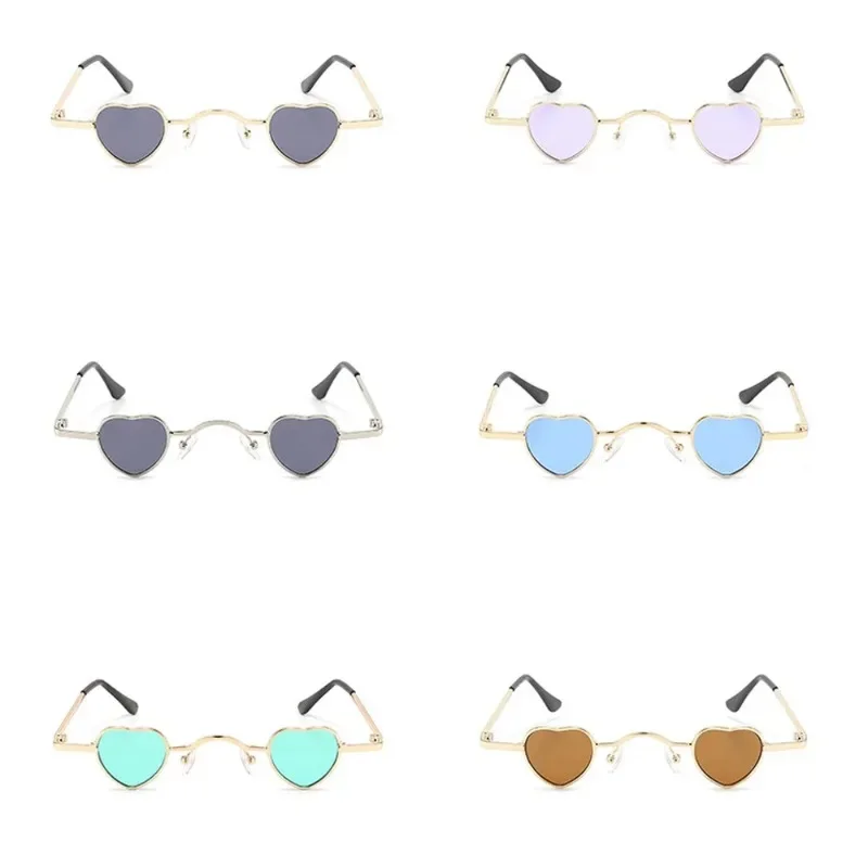 Metal Frame Eyewear Heart-Shaped Hip Hop Shades Uv400 Sun Glasses Metal Frame Heart Shaped Sunglasses For Fashion Shows Everyday