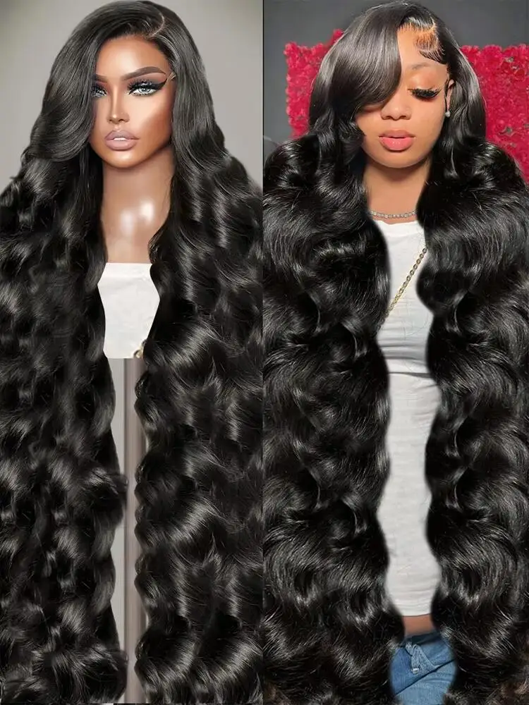 

44 46 Inch 13x4 360 Full Lace Natural Wavy Human Hair Wig 200 Density 13x6 HD Body Wave Lace Front Human Hair Wig For Women