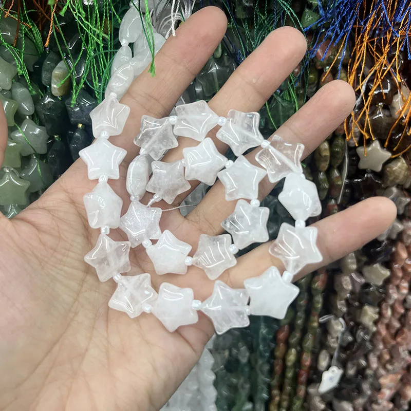 16mm Natural white crystal jade five-pointed star Sky stars loose beads 38mm For Jewelry Making DIY Bracelet Necklace Earring