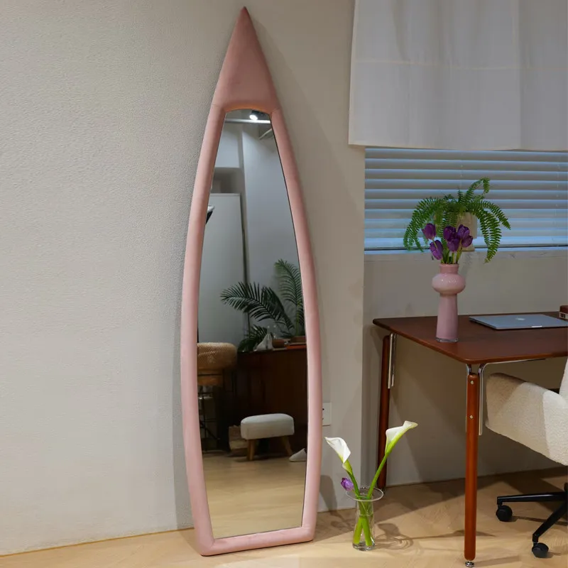 European flocking full-body mirror American creative floor mirror ins style Internet celebrity full-length mirror home cloakroom