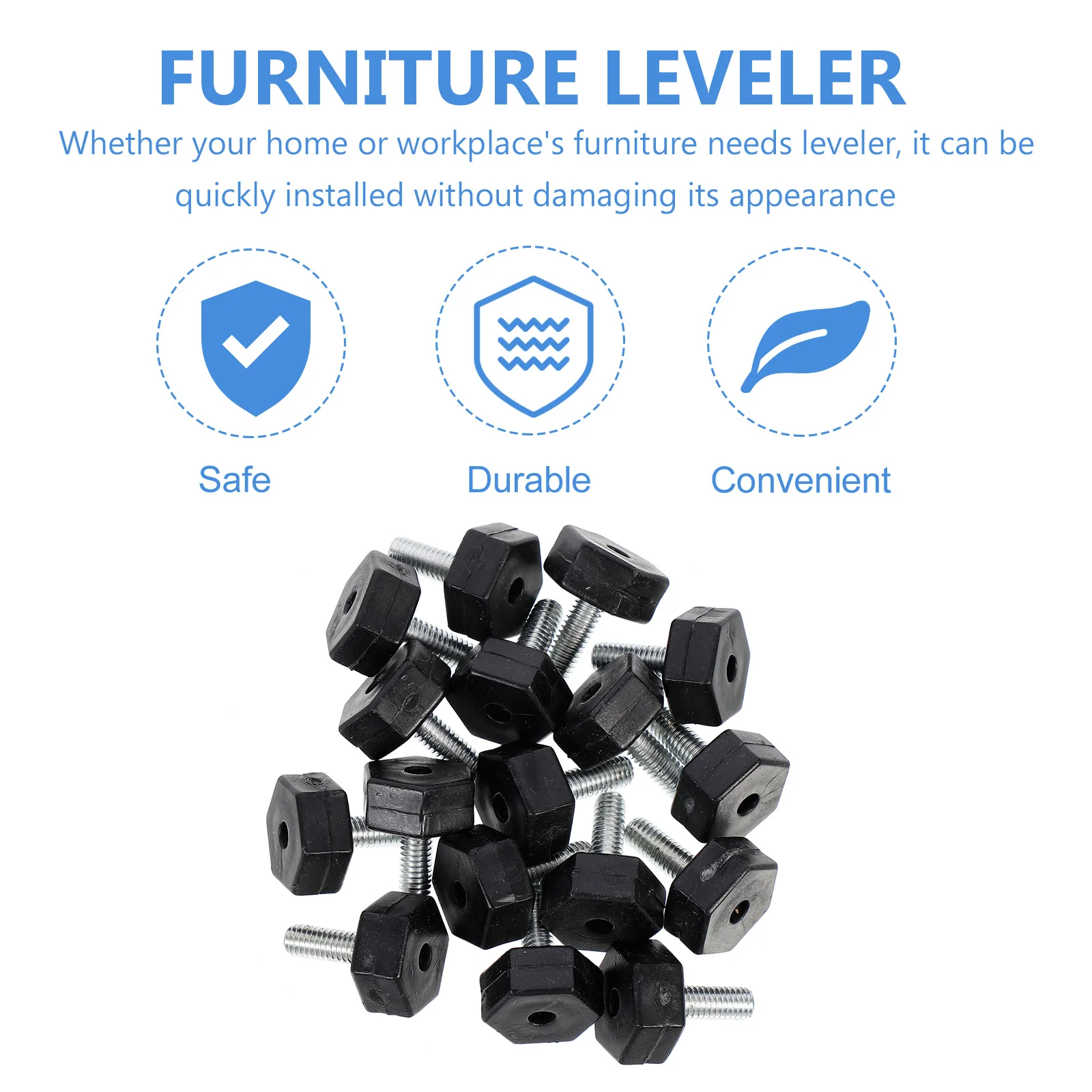 20 قطعة أقدام أثاث قابلة للتعديل مستوي سميكة تحمل حافظات الأرضية لكرسي الخزانة أريكة طاولة القهوة المضادة للانزلاق