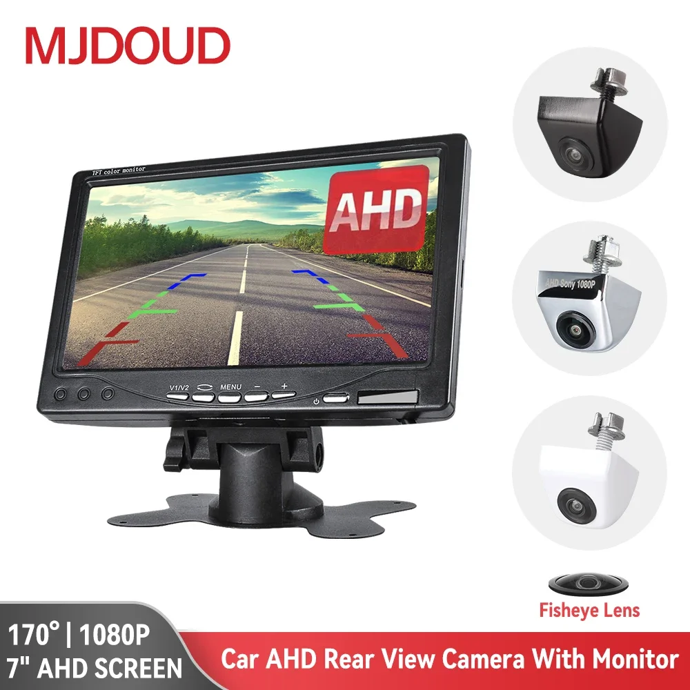 

MJDOUD AHD Car Monitor with Rear View Camera for Parking 1080P Night Vision 24V Car Rear Camera Monitor 7 Inch 1024*600 Screen