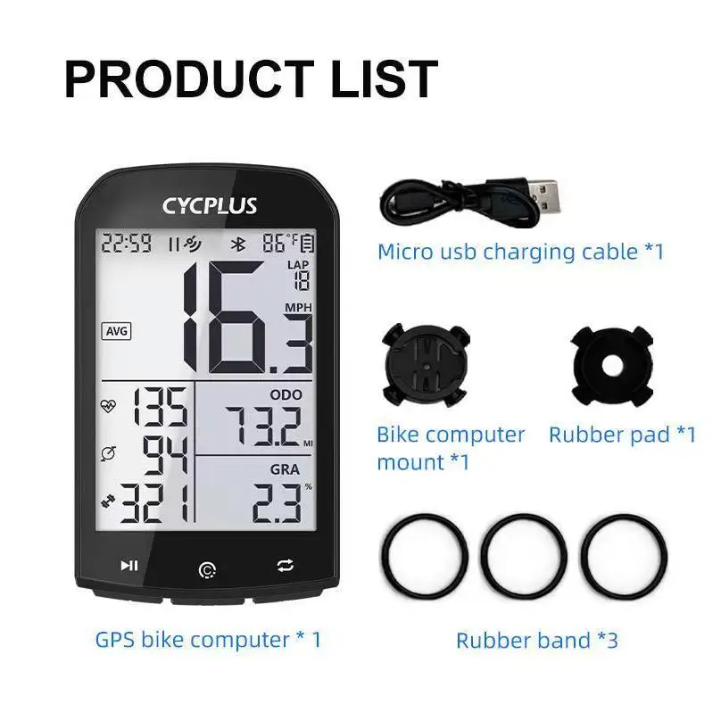 CYCPLUS M1 GPS Bike Computer Wireless ANT+ Bluetooth 5.0 IPX6 Waterproof Speedometer Cycling Odometer