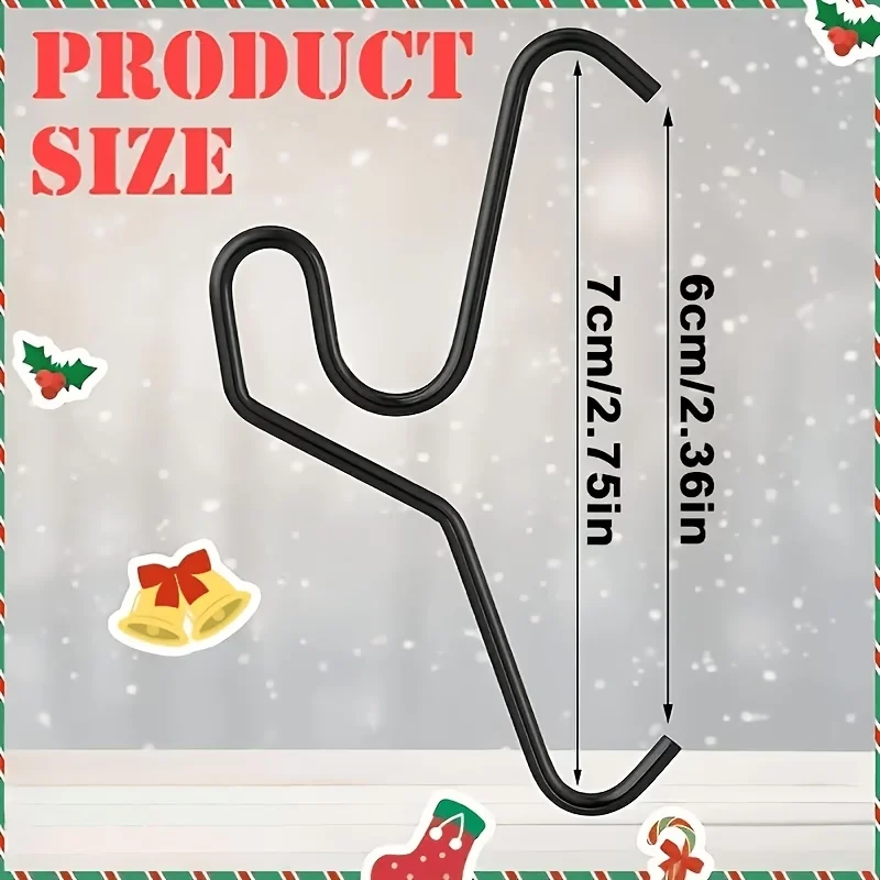 6-Pack Brick Wall Hooks, No Drilling, for Hanging Outdoor Christmas Lights, Wreaths, Garlands & Holiday Decor