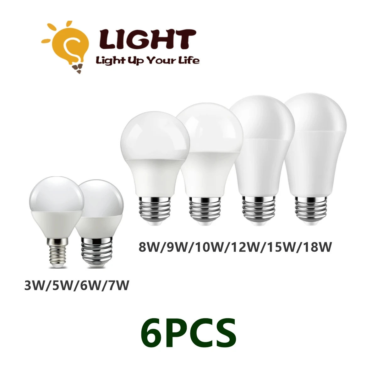 

6PCS Led Bulb AC220V Lampara E14 E27 B22 Warm Cold White 3W-18W Ball Bulb Lampada Chandelier Lighting Lamp for Home