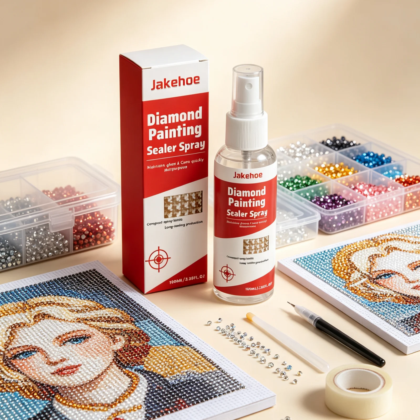 Jakehoe Diamond Painting Sealer Spray Fast Curing Long Lasting Shine Prevent Fading No Yellowing Diamond Art Sealer Spray 100ml
