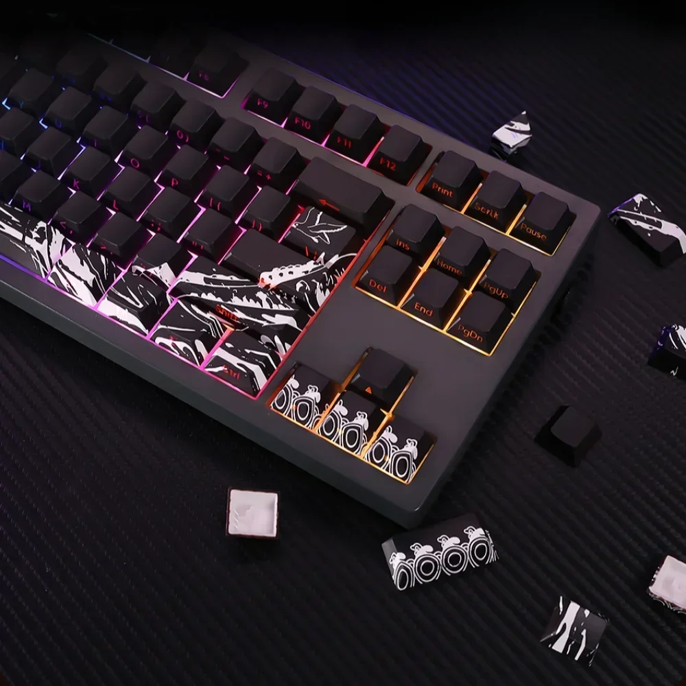 

Translucent Mechanical Keyboard, Side Engraved Keycap Set, Translucent Personalized PBT, Painted, Cherry, 128 Keys