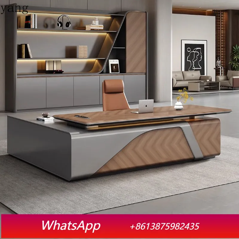 

LMM Minimalist Modern with Side Cabinets Chairman's Office President's Manager Table and Chair Combination
