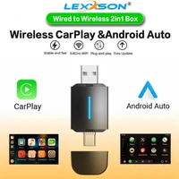 LEXXSON-Adaptador inalámbrico CarPlay Android Auto 2 en 1, Mini caja inteligente Plug And Play, WiFi, conexión rápida, Dongle Universal para coche