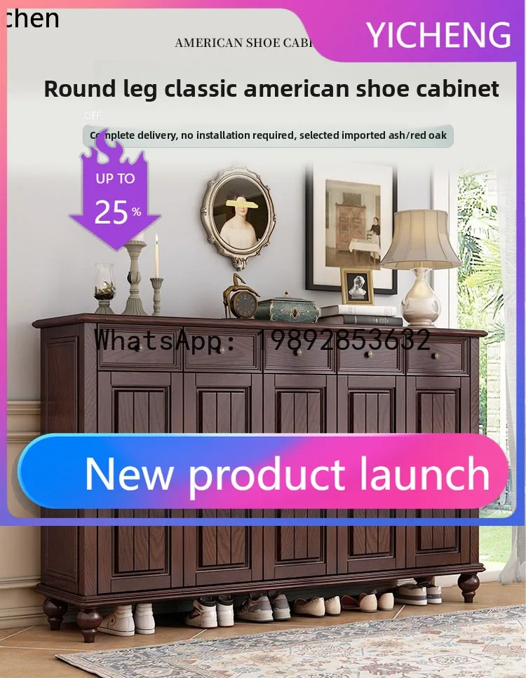 

GZ pure solid wood vintage shoe rack against the wall