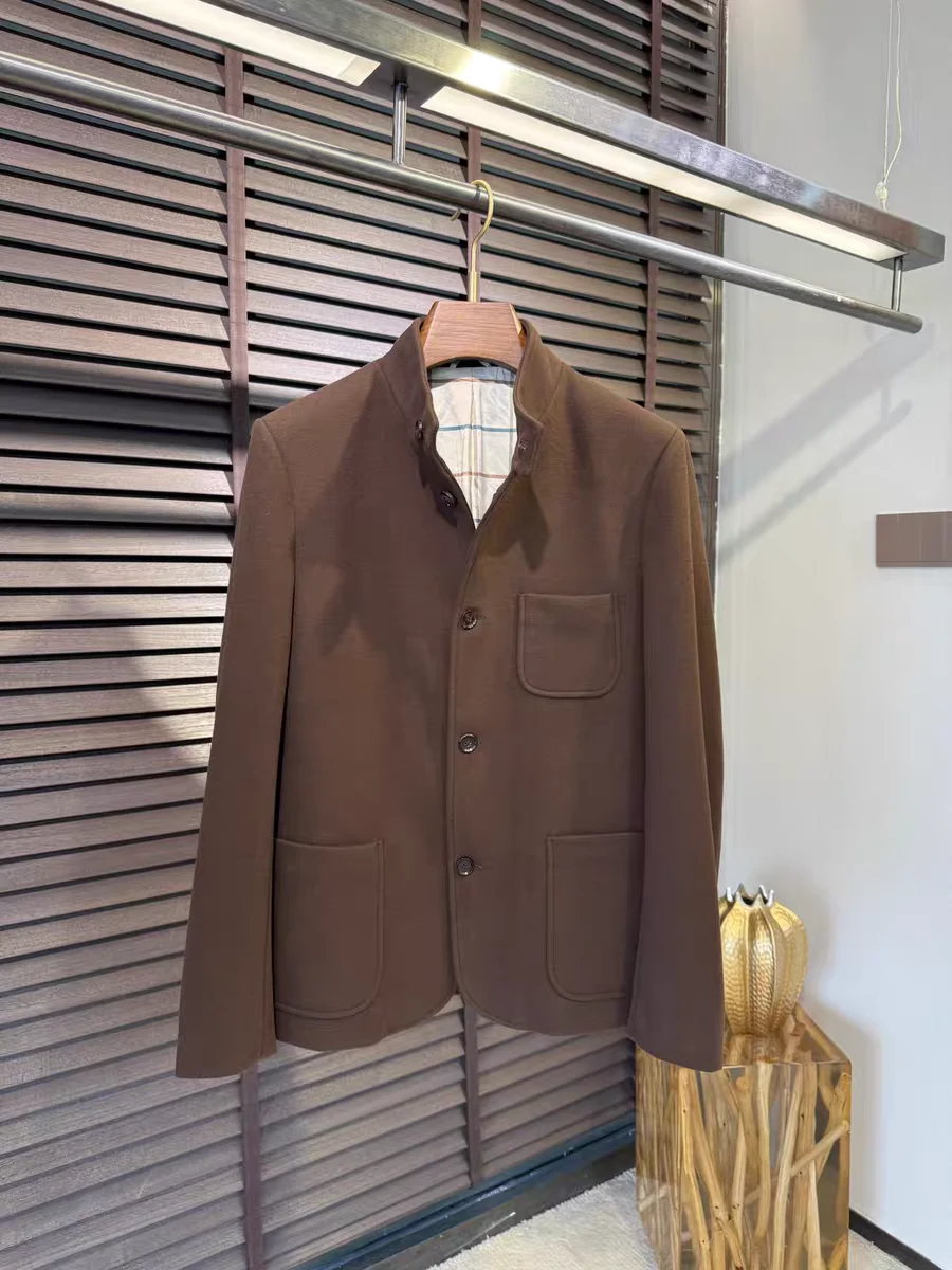 

Wool Blend Men's Casual Jaet MHTO Brand Stand Fit Autumn Winter Stand Collar Traditional Chinese Sle Coat