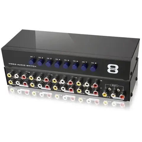 AV Switch Box Selettore composito 8 porte RCA Audio Video 8 in 1 uscita a TV Swithcer Adattatore per convertitore DVD HDTV Dropshipping