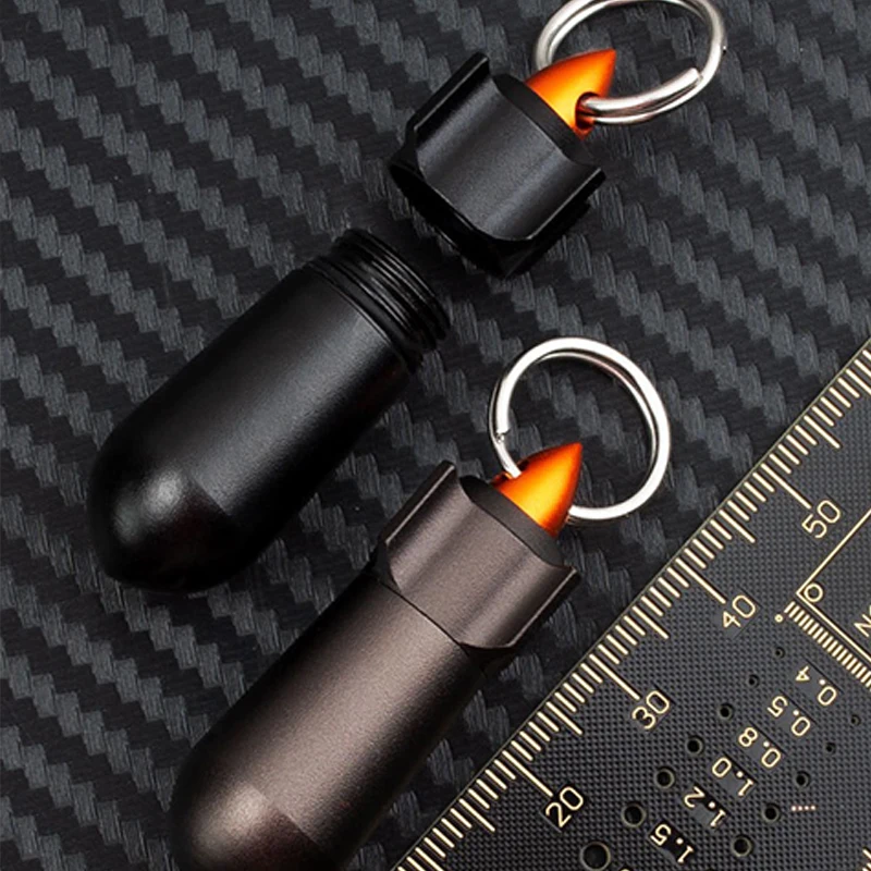 Liga de alumínio edc selado armazenamento cápsula caso mini metal à prova dwaterproof água garrafa armazenamento portátil medicina caso ferramenta acampamento ao ar livre