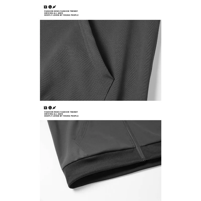 سترة رجالية كاجوال رياضية متعددة الاستخدامات ذات لون سادة وغطاء للرأس وأكمام طويلة