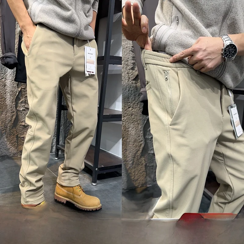 

Мужские уличные ветрозащитные брюки с флисовой подкладкой, 3D-крой, удобные, дышащие, из нейлонового волокна, прямого кроя