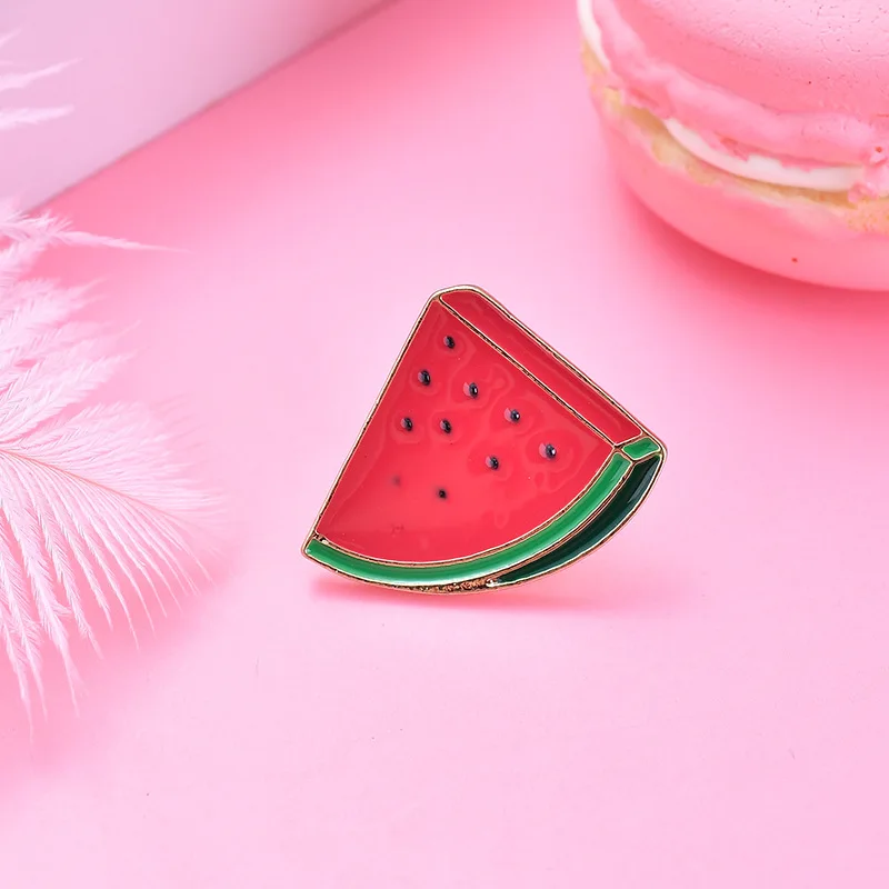 Watermelon Enamel Pins Fruit Cute CAT Brooch Lapel Backpack Badge For Kids Friends