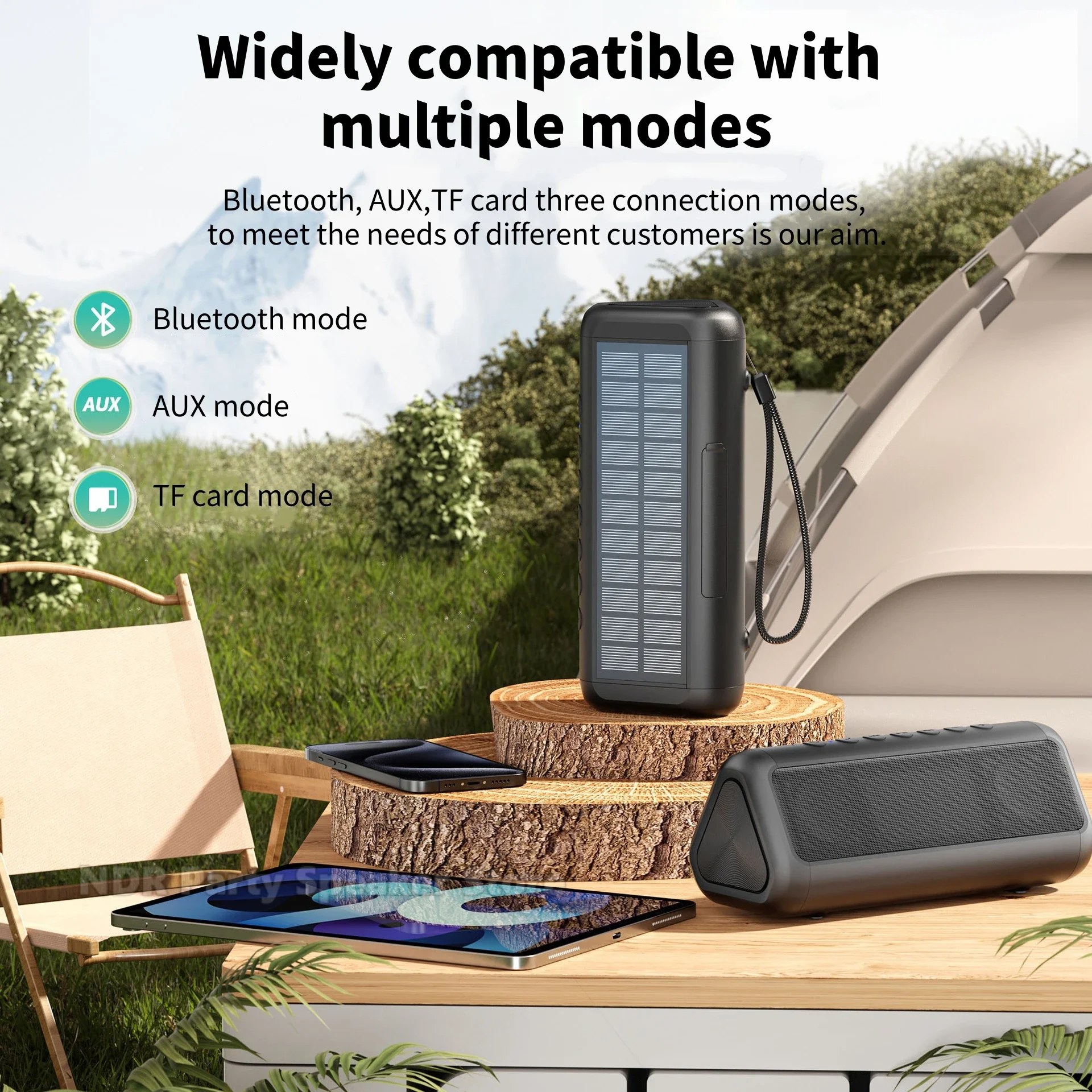 Wireless Waterproof With 5000mAh High Capacity Battery Speaker for Home Party Outdoor Mini Portable Solar Charger Speakers