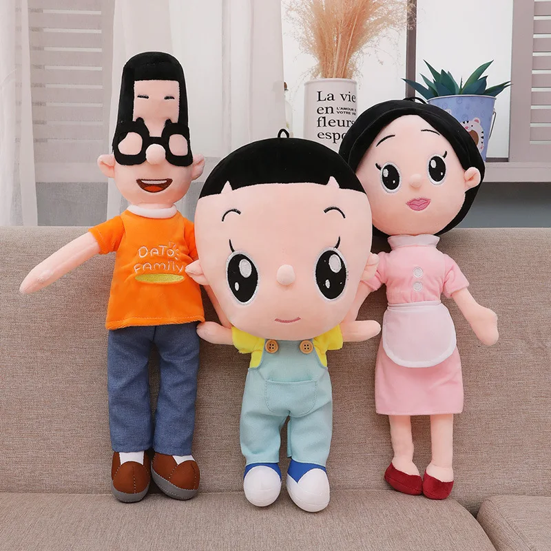 

2017 New Chinese Cartoon Anime Toys The Original Big Head Son Small Head Dad Families Plush Dolls Child Birthday Gift