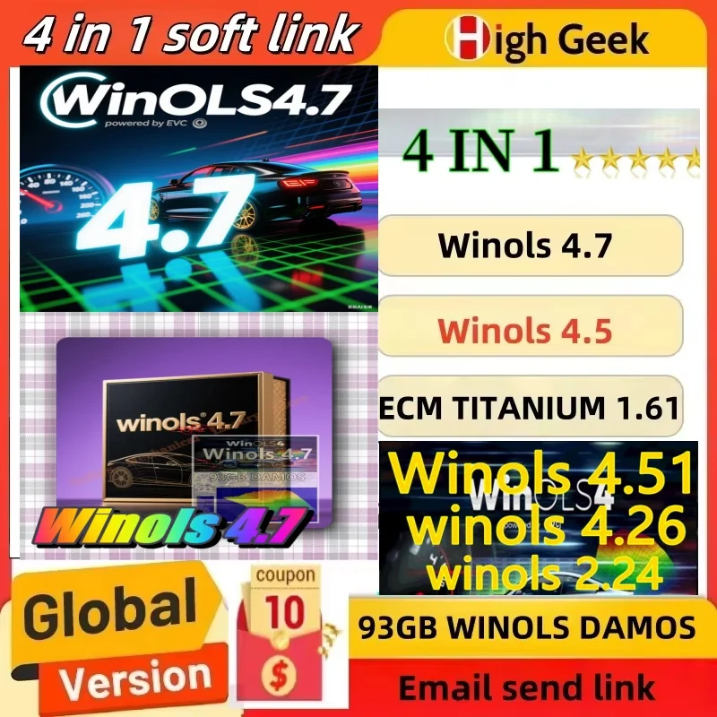 

Newest ECU Programming Tool Winols 4.7 Software+ 93GB Damos Files +ECM TITANIUM 26100+ Immo Service Tool V1.2+Install Video Guid
