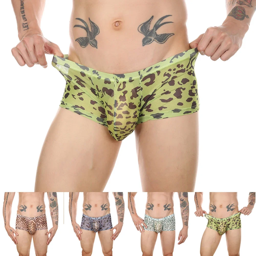 

Male Underwear Breathable Trunks Underpants Sexy Men See Through Boxer Briefs Sheer Mesh Sissy Pouch Knickers Panties Lingerie