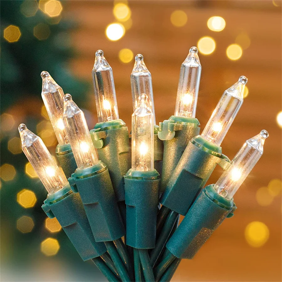 7M 100 Count Clear Christmas String Light Outdoor Incandescent Bulbs Mini Fairy Light Garland for Patio Holiday Party Decor