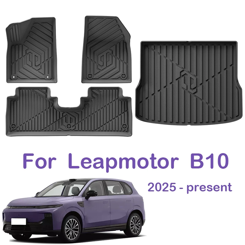 

Автомобильные коврики с левым рулем для Leapmotor B10 2025 г. - настоящие грузовые вкладыши, водонепроницаемые, нескользящие, защита спинки сиденья, коврики для багажника, автомобильные ковры