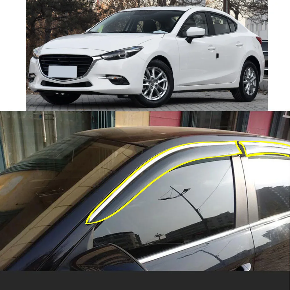 

Car Styling Sticker Plastic Window Glass Wind Visor Rain/Sun Guard Vent For Mazda 3 Mazda3 Axela M3 2014 2015 2016 2017 2018