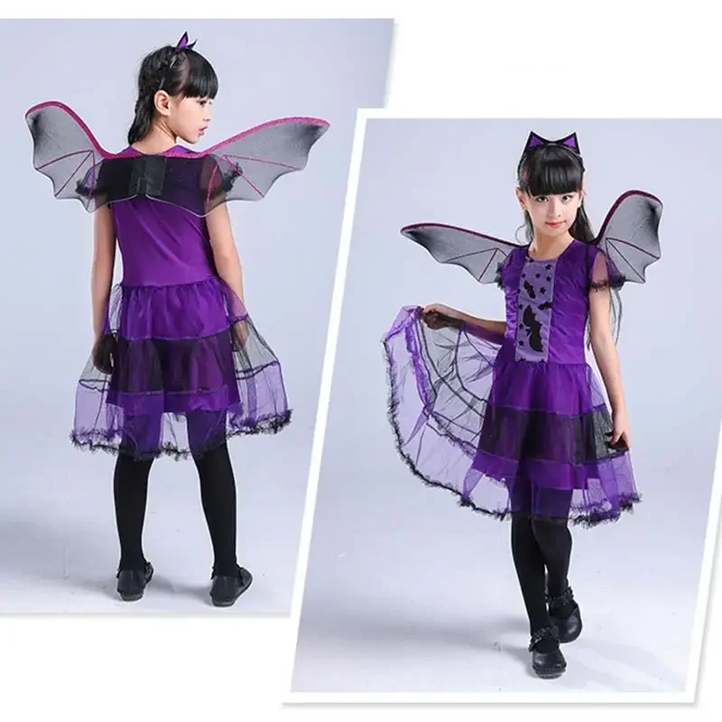 Детский костюм ведьмы на Хэллоуин для девочек, карнавальное платье для косплея с остроконечной шляпой, детская одежда, костюмы на Хэллоуин для младенцев