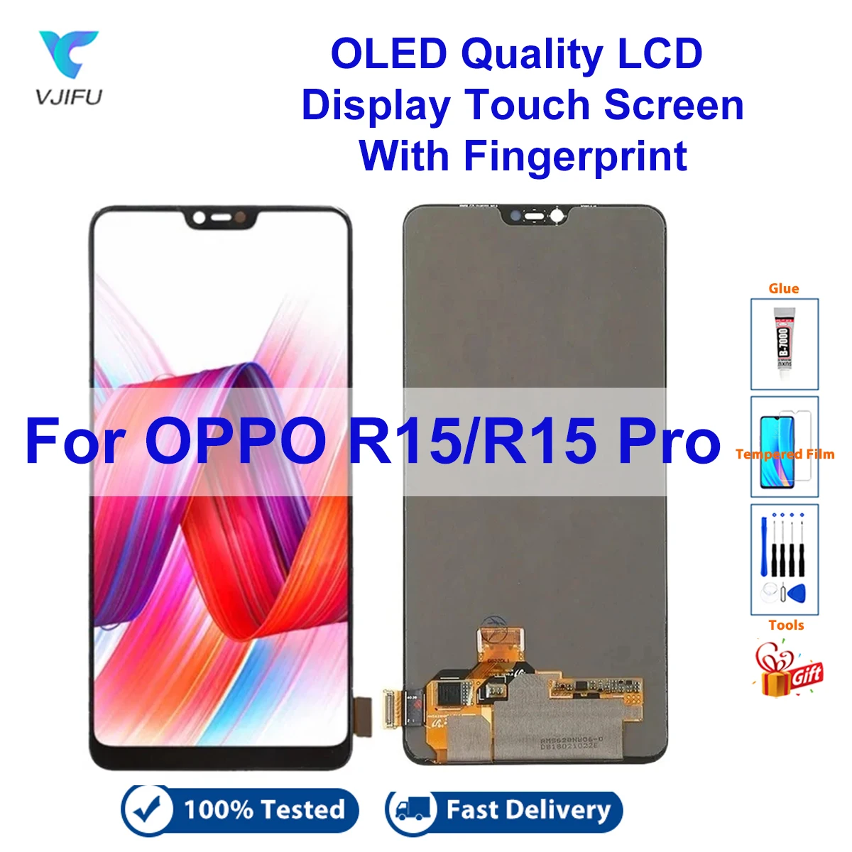 

OLED-дисплей для OPPO R15 Pro, сенсорный ЖК-экран CPH1831, PACM00, CPH1835, дигитайзер в сборе для замены со сканером отпечатков пальцев