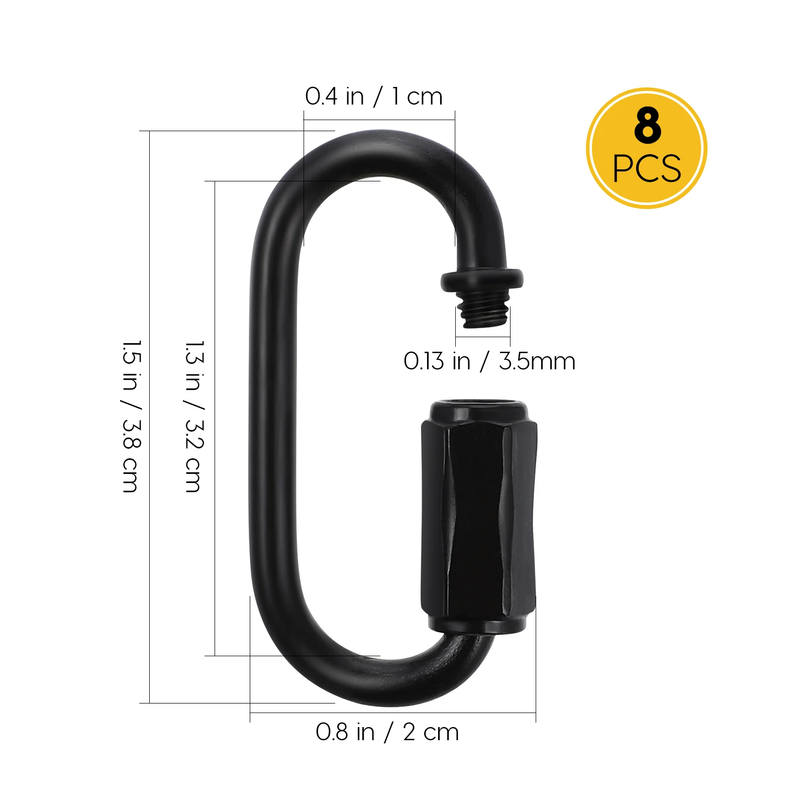 مشابك معدنية من Carabiner ، معدات تسلق للخدمة الشاقة ، وصلة سلسلة ، حديد ، فولاذ مقاوم للصدأ ، قفل سريع ، 8 2.8