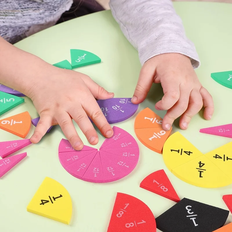 51 Stuks Magnetische Fractie Tegels Cirkels Wiskunde Disc Speelgoed Manipulatives Levendige Kleuren Premium Leermiddelen Breuken Heersers Gereedschap