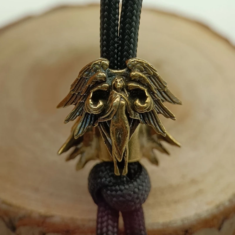 Six Winged Angel Seraph Brass Knife Beads EDC DIY Paracord Woven Bracelets Lanyard Pendants Accessories Outdoor Tool Hangings