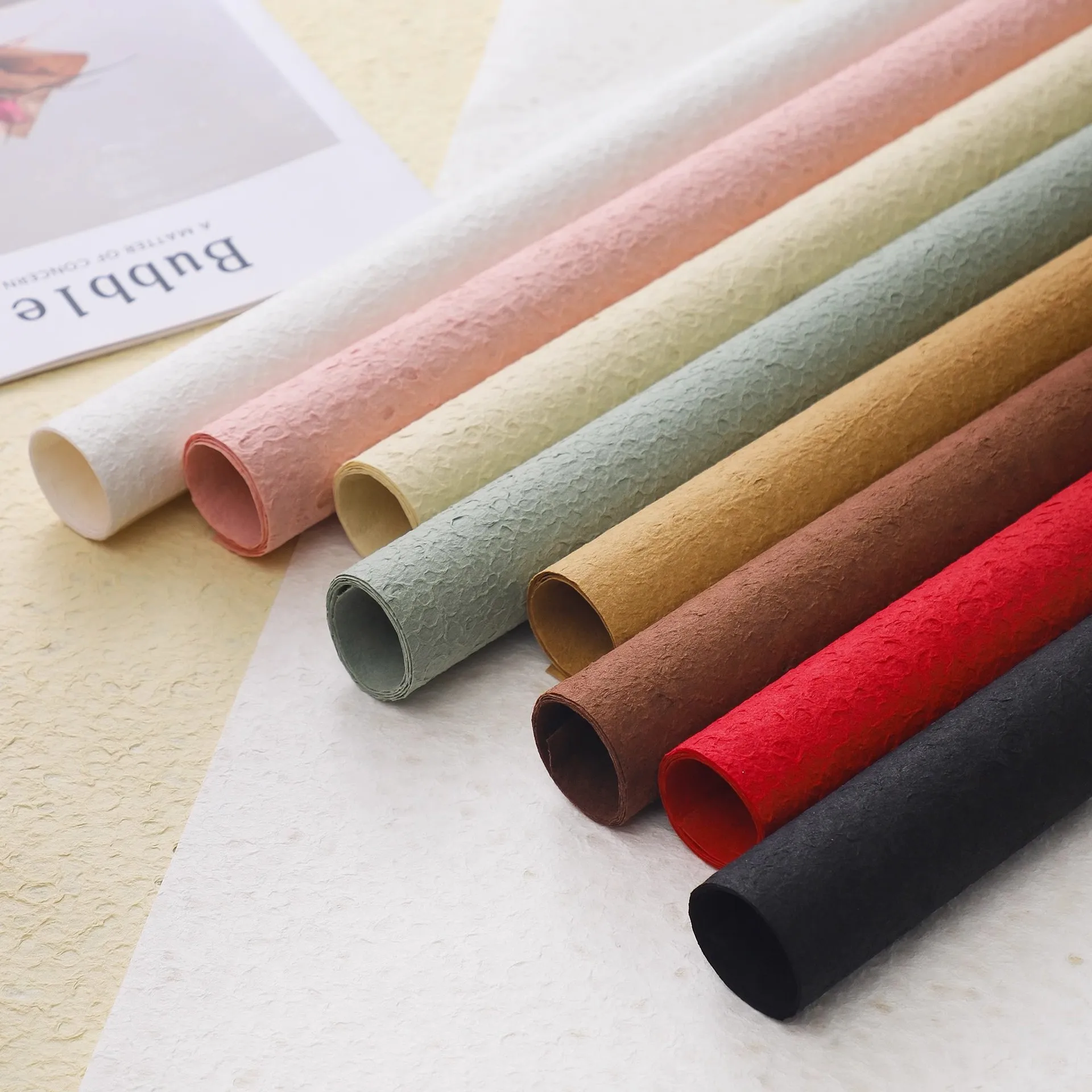 Thickened Floral Wrapping Paper Handmade Bouquet Packaging Paper Art Texture Waterdrop Texture Folded Craft Material for Women