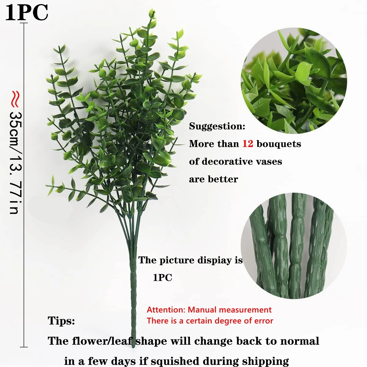 6 قطع من نبات الأوكالبتوس المقلد، الربيع، الصيف، الخريف، المنزل الداخلي، الحديقة الخارجية، ديكورات المهرجانات المختلفة
