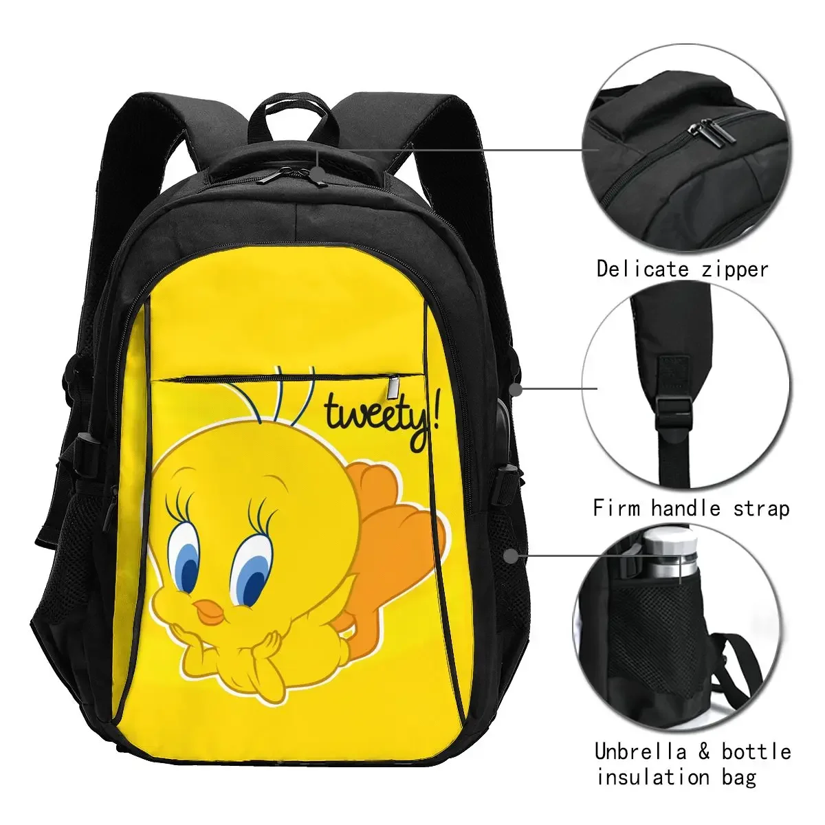 T-tweety Bird Travel Laptop Backpack, Business Water Resistant Laptop Backpack with USB Charging Port, College Bag for Men Women