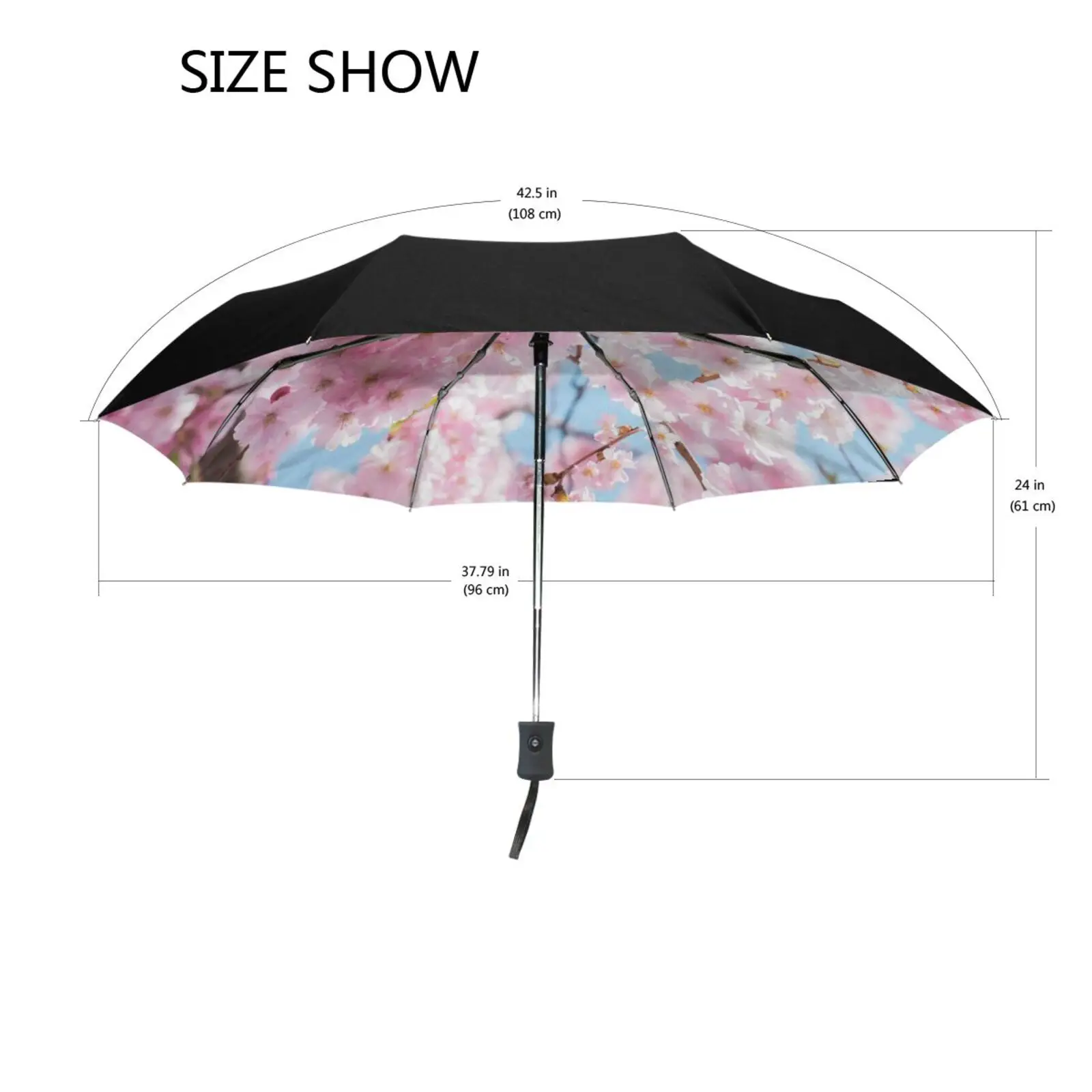 New Automatic Umbrella High Quality Sakura print Woman 3 Folding Parasol Fashion Lady Portable Girl Friend Gift For Wife