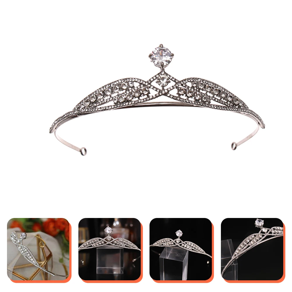 Elegante Legierung Strass Krone handgemachte Braut Tiara Hochzeit Stirnband Braut Haar Dekor Bankett Zubehör Strass Krone