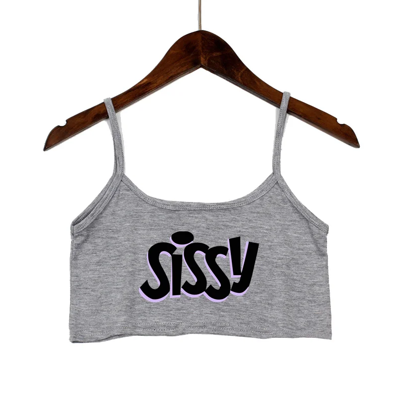 SISSY literki Top kobiety letnia sukienka Sling zakrętka tubki seksowne bezszwowe Sexy bez rękawów Tank Top lato Camis bez pleców krótki Top