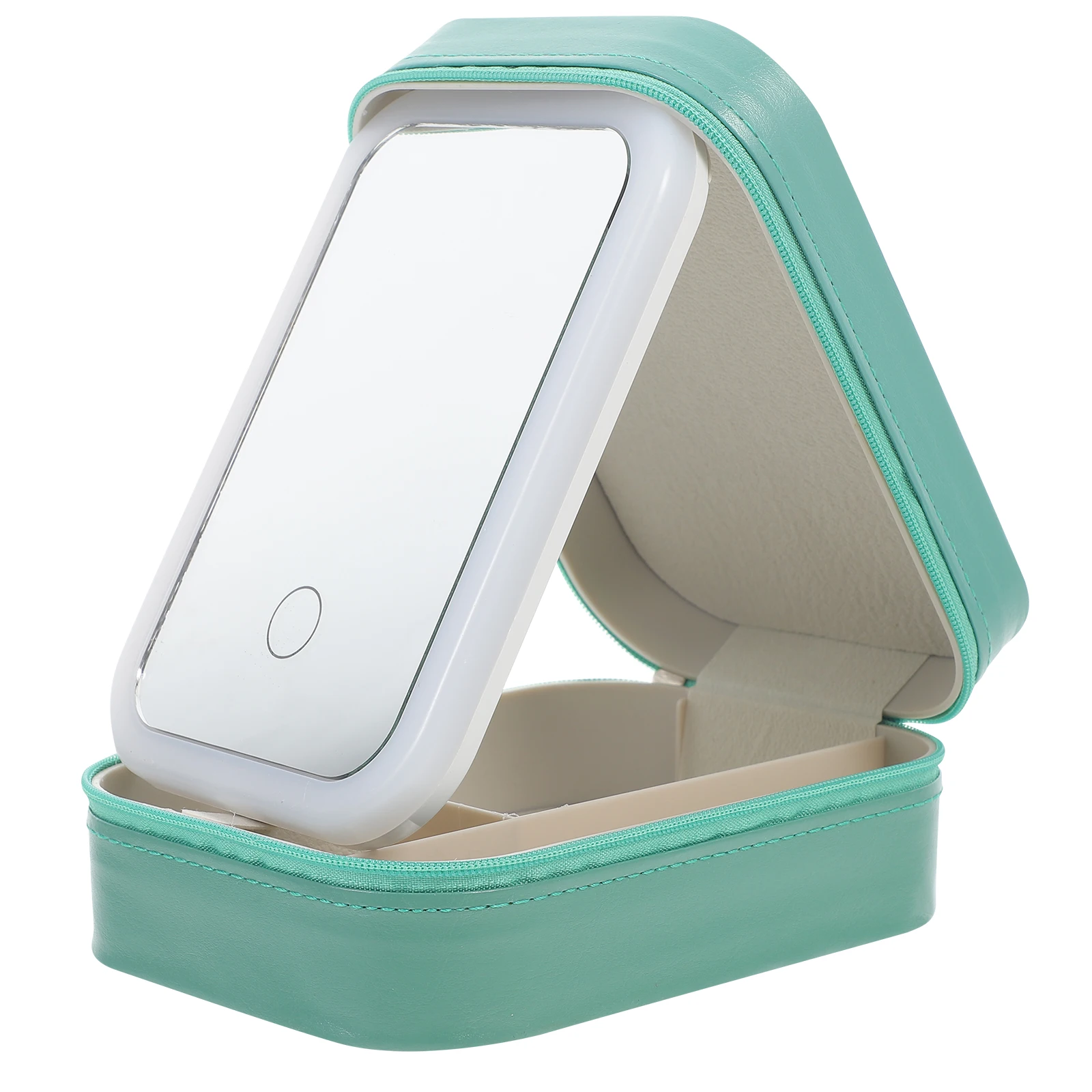 

LED Light Up Makeup Bag with Mirror Compact Travel Makeup Organizer with Rechargeable Lighting Foldable Small Case for Jewelry