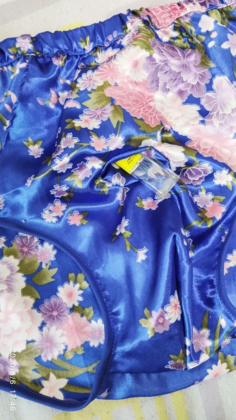 Herren-Slip mit Blumenstickerei, weich, seidig, seidig, Live-Show, DJ, Club, sexy Kostüme, private Party, einlagig, Frühling und Sommer